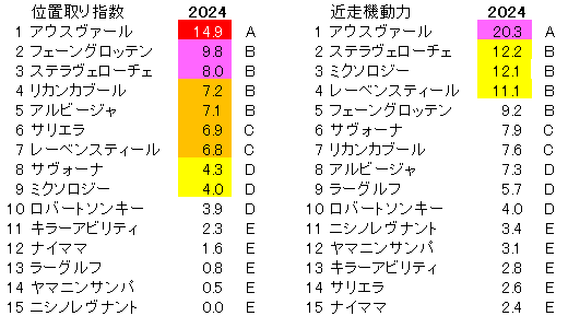 2024　オールカマー　位置取り指数